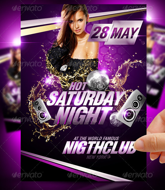 Hot Saturday Night Party Flyer Template