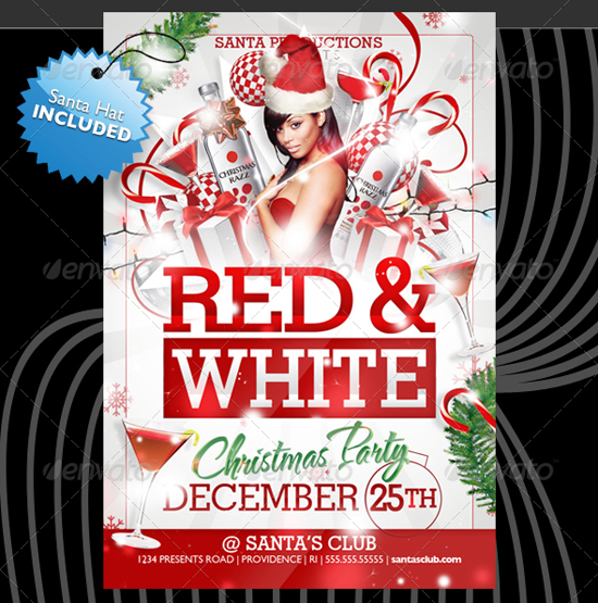 Red and White Christmas Party Flyer Templates