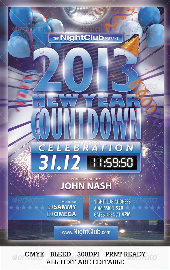 2013 New Year Countdown Party Flyer