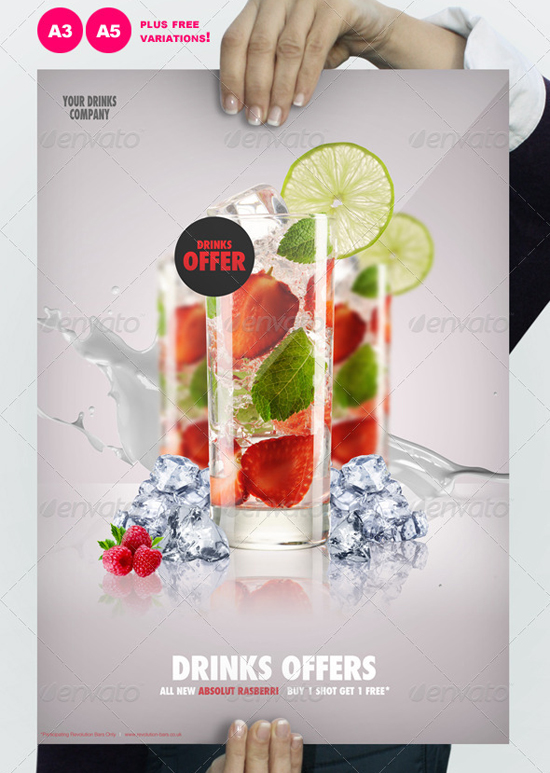 A3 Drinks Advertisement Poster Template