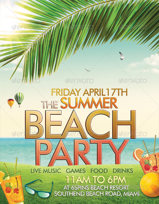 Beach or Summer Party Flyer Template