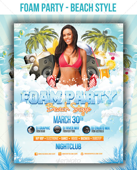 Foam Beach Party Flyer Template