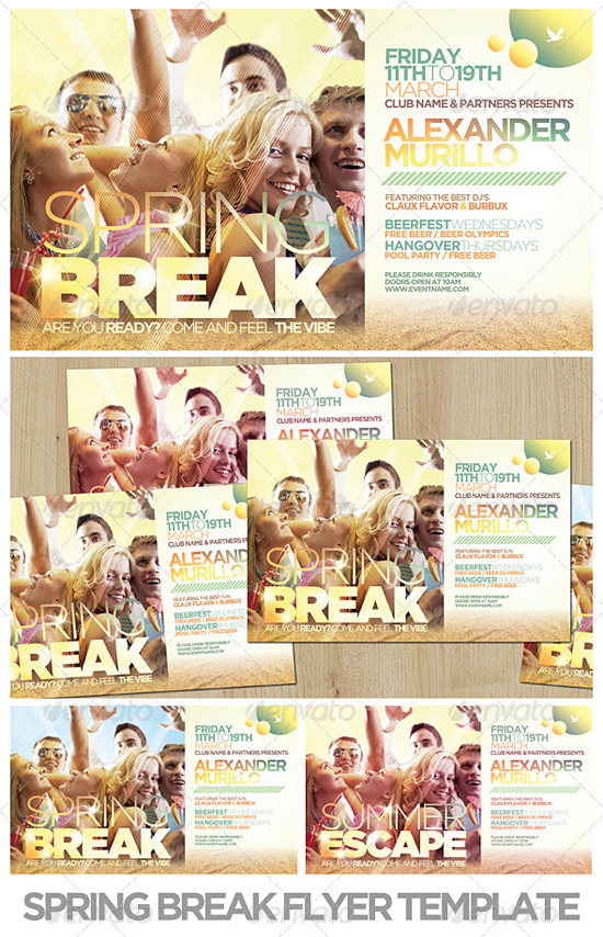 Spring Break Summer Party Flyer Template