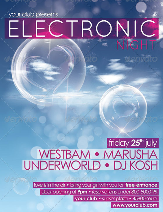 electronic night valentines flyer