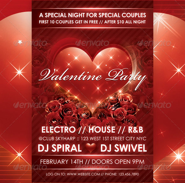 Love Sparks Valentines Party Flyer Template