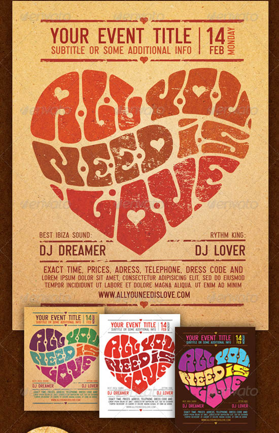 All you need is love flyer template