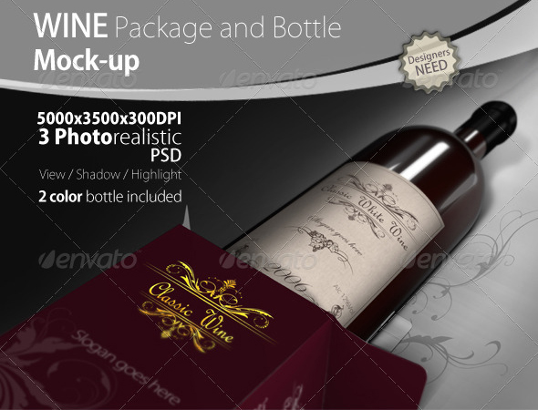 Wine Package and Bottle Mock-up