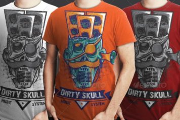 Dirty_Skull_Music_System_T_shirt_Design
