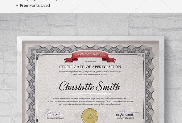 Editable Certificate Template word Award Achievement Clean Appreciation Recognition Completion Docx AI PDF PSD Printable Diploma