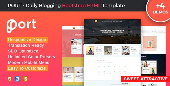 port - daily blogging html template