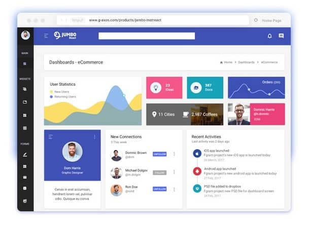 react redux material bootstrap 4 admin template