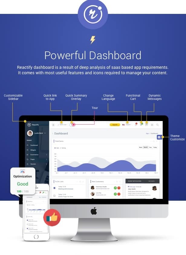 reactify - react redux material bootstrap 4 admin template