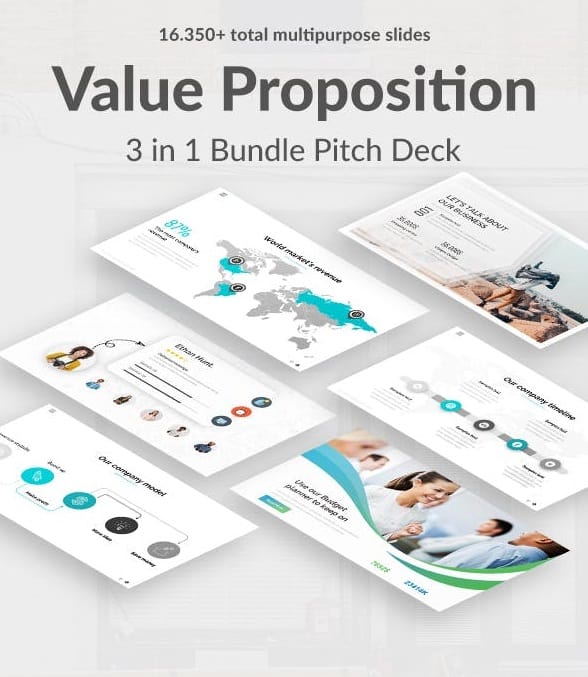 value proposition 3 in 1 pitch deck bundle keynote template